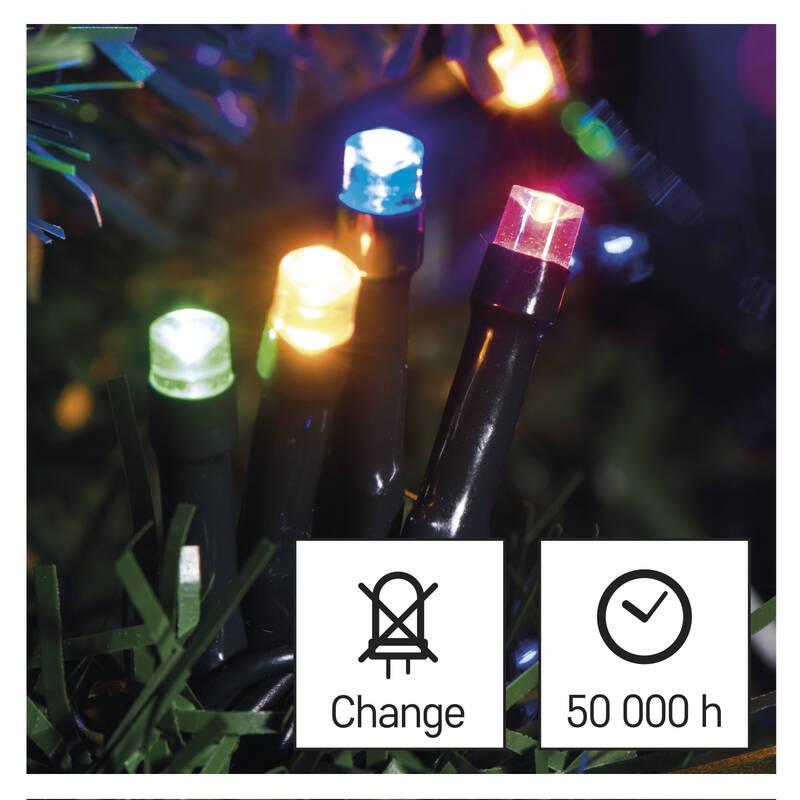 Vánoční osvětlení EMOS 500 LED řetěz, 50 m, venkovní i vnitřní, multicolor, časovač