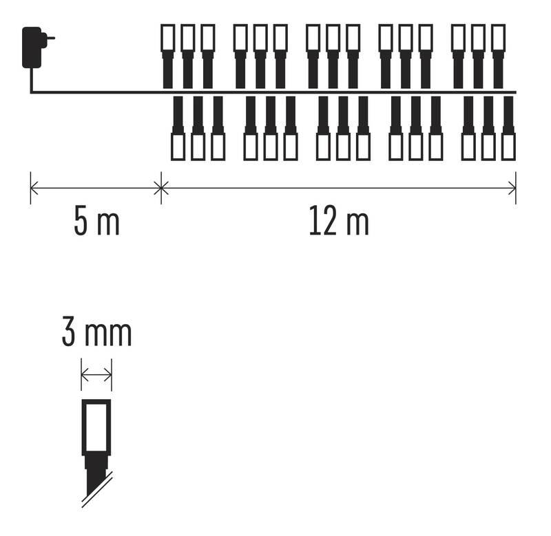 Vánoční osvětlení EMOS 600 LED řetěz - ježek, 12 m, venkovní i vnitřní, teplá bílá, časovač, Vánoční, osvětlení, EMOS, 600, LED, řetěz, ježek, 12, m, venkovní, i, vnitřní, teplá, bílá, časovač