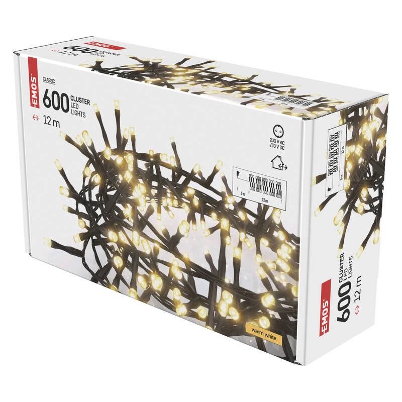 Vánoční osvětlení EMOS 600 LED řetěz - ježek, 12 m, venkovní i vnitřní, teplá bílá, časovač, Vánoční, osvětlení, EMOS, 600, LED, řetěz, ježek, 12, m, venkovní, i, vnitřní, teplá, bílá, časovač