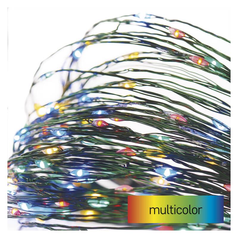 Vánoční osvětlení EMOS 75 LED nano řetěz zelený, 7,5 m, venkovní i vnitřní, multicolor, časovač