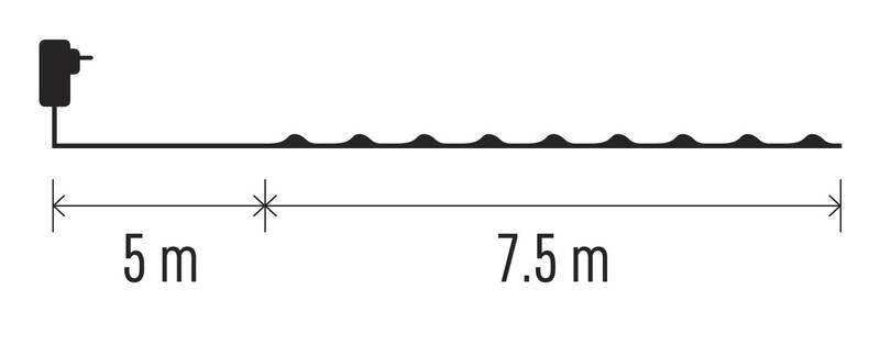 Vánoční osvětlení EMOS 75 LED nano řetěz zelený, 7,5 m, venkovní i vnitřní, teplá bílá, časovač, Vánoční, osvětlení, EMOS, 75, LED, nano, řetěz, zelený, 7,5, m, venkovní, i, vnitřní, teplá, bílá, časovač