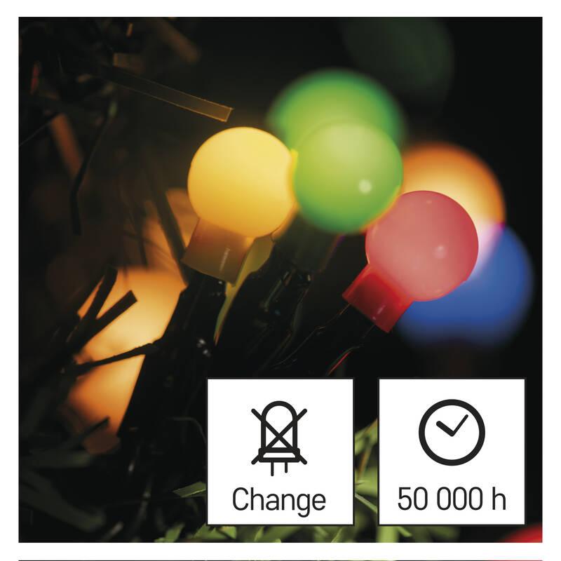 Vánoční osvětlení EMOS 80 LED cherry řetěz - kuličky, 8 m, venkovní i vnitřní, multicolor, programy