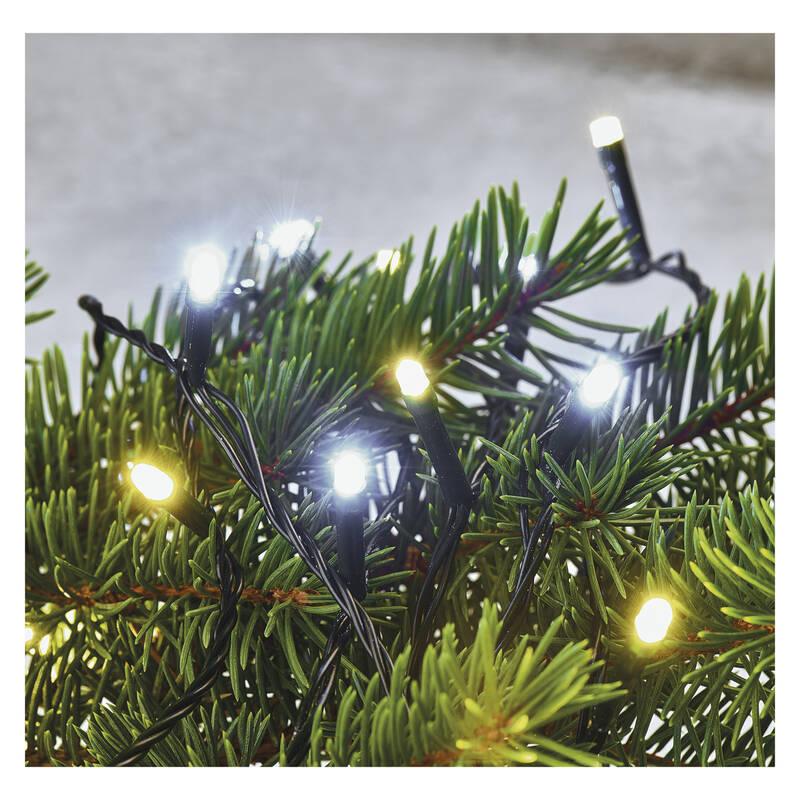 Vánoční osvětlení EMOS 80 LED řetěz blikající, 8 m, venkovní i vnitřní, teplá studená bílá, časovač