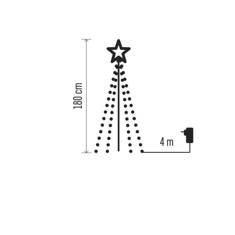 LED dekorace EMOS 180 LED vánoční strom kovový, 180 cm, venkovní i vnitřní, teplá bílá, časovač