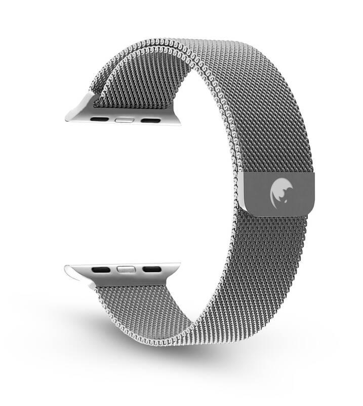 Řemínek RhinoTech milánský tah na Apple Watch 42 44 45 49 mm stříbrný