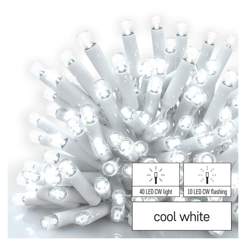 Spojovací řetěz EMOS 50 LED Profi blikající bílý - rampouchy, 3 m, venkovní, studená bílá, časovač