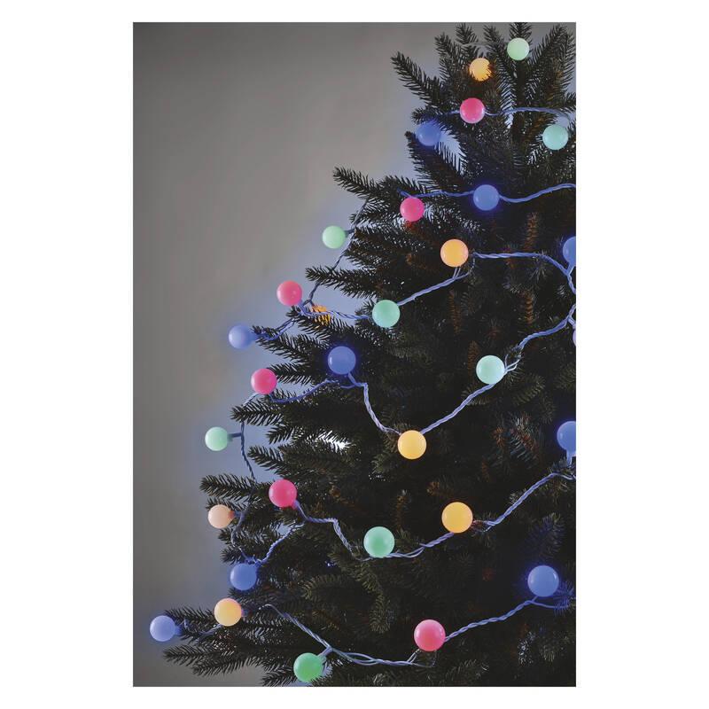 Vánoční osvětlení EMOS 40 LED cherry řetěz - kuličky 2,5 cm, 4 m, venkovní i vnitřní, multicolor, časovač