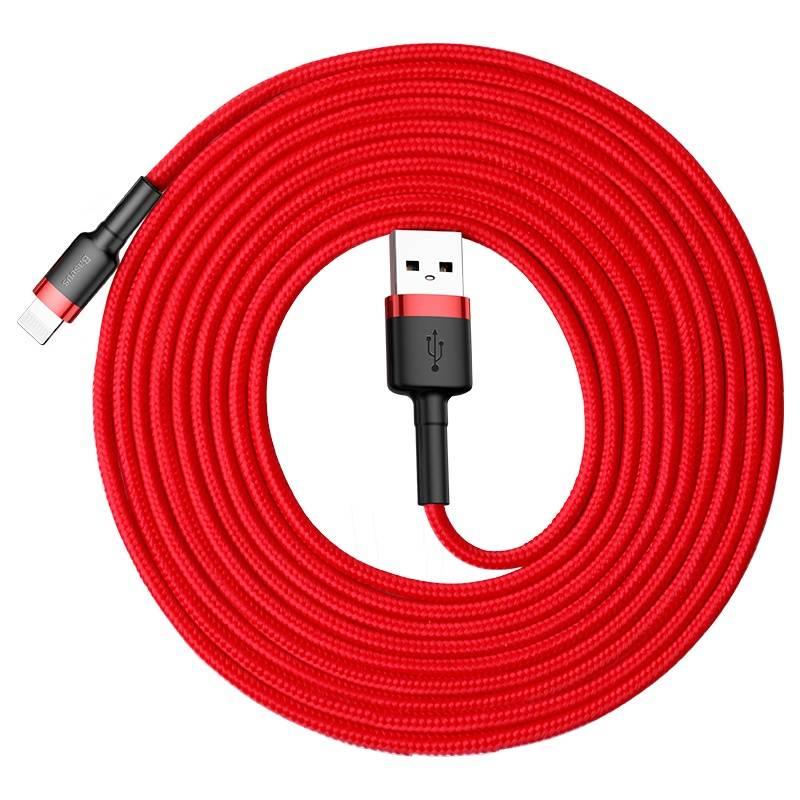 Kabel Baseus Cafule USB Lightning, 3m červený