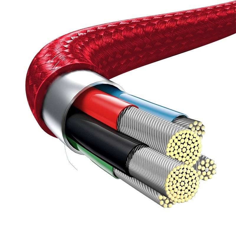 Kabel Baseus Rapid Series 3v1 USB-C PD 20W 1,5m červený