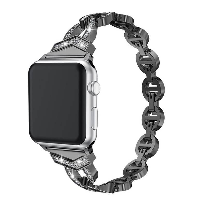 Řemínek WG crystal, kovový, na Apple Watch 38 40 41 mm černý