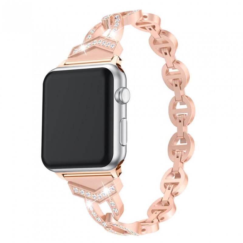 Řemínek WG crystal, kovový, na Apple Watch 38 40 41 mm - rose gold