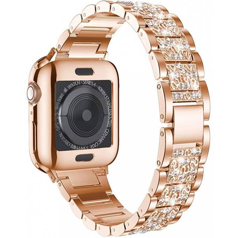 Řemínek WG extra, kovový, na Apple Watch 42 44 45 49 mm adapter - rose gold