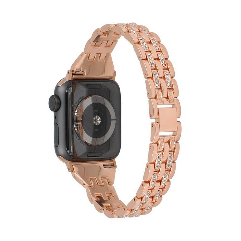Řemínek WG line, kovový, na Apple Watch 42 44 45 49 mm adapter - rose gold