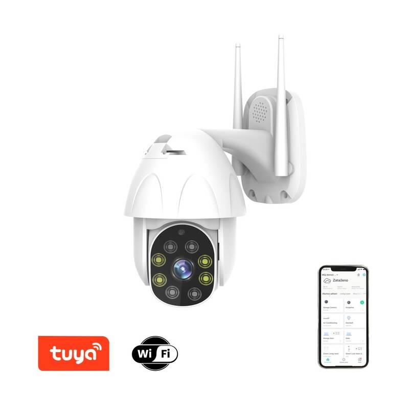 IP kamera IMMAX NEO LITE SMART Security, IP65, 360°, RJ45, P T, HD, 2MP, 1080p, outdoor, ONVIF, WiFi, TUYA bílá