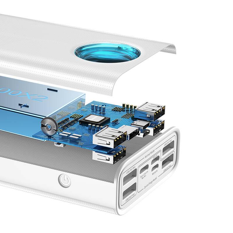 Powerbank Baseus Amblight s digitálním displejem QC 30000mAh a kabel USB-C do USB-C 100W 1m bílá