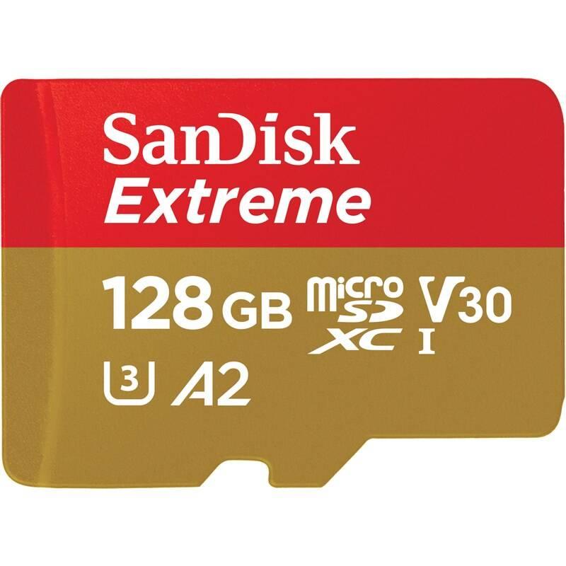 Paměťová karta SanDisk Micro SDXC Extreme 128GB UHS-I U3 adapter, Paměťová, karta, SanDisk, Micro, SDXC, Extreme, 128GB, UHS-I, U3, adapter