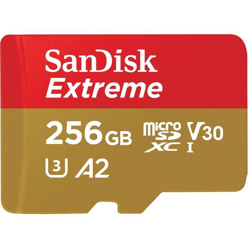 Paměťová karta SanDisk Micro SDXC Extreme 256GB UHS-I U3 adapter, Paměťová, karta, SanDisk, Micro, SDXC, Extreme, 256GB, UHS-I, U3, adapter