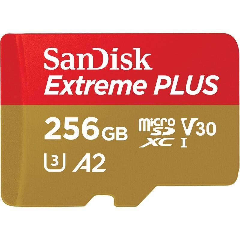 Paměťová karta SanDisk Micro SDXC Extreme Plus 256GB UHS-I U3 adapter, Paměťová, karta, SanDisk, Micro, SDXC, Extreme, Plus, 256GB, UHS-I, U3, adapter