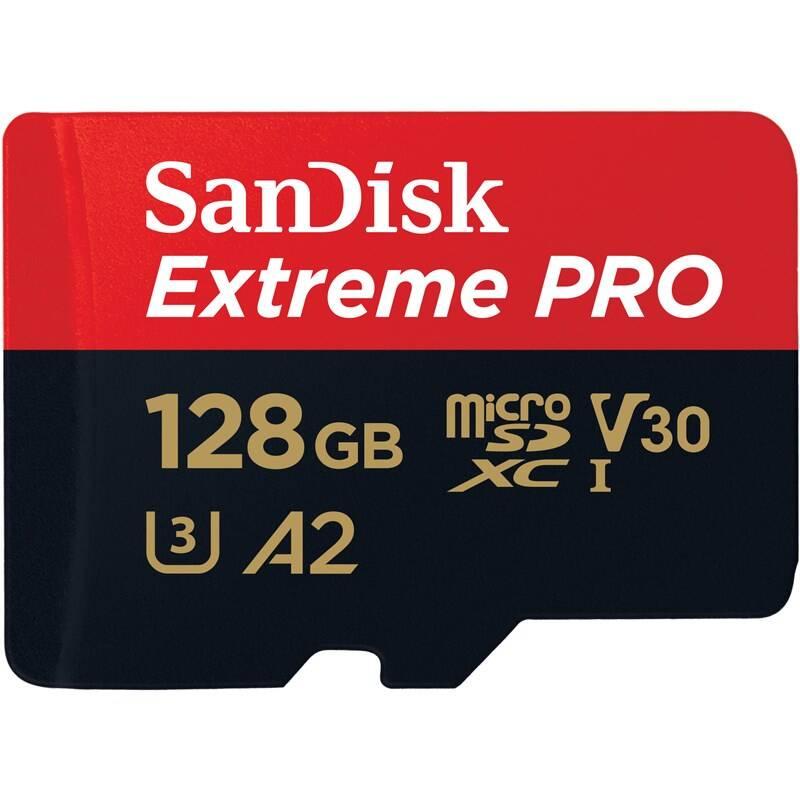 Paměťová karta SanDisk Micro SDXC Extreme Pro 128GB UHS-I U3 adapter, Paměťová, karta, SanDisk, Micro, SDXC, Extreme, Pro, 128GB, UHS-I, U3, adapter