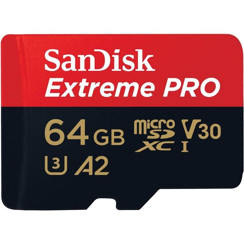 Paměťová karta SanDisk Micro SDXC Extreme Pro 64GB UHS-I U3 adapter, Paměťová, karta, SanDisk, Micro, SDXC, Extreme, Pro, 64GB, UHS-I, U3, adapter