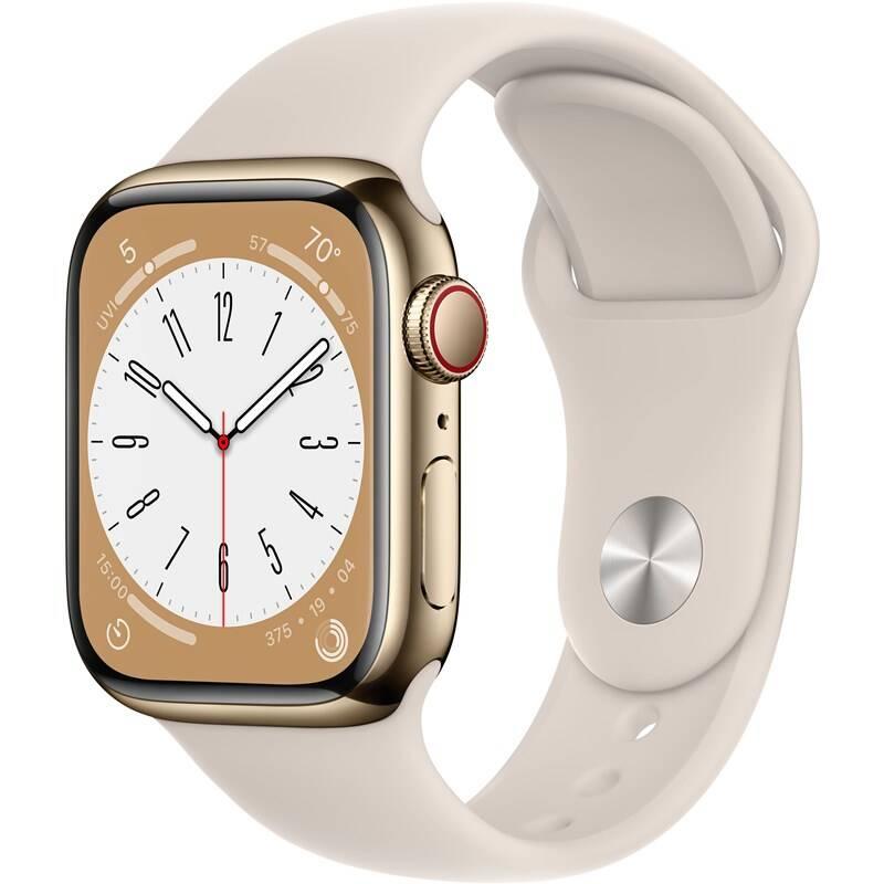 Chytré hodinky Apple Watch Series 8 GPS Cellular 45mm pouzdro ze zlaté nerezové oceli - hvězdně bílý sportovní řemínek, Chytré, hodinky, Apple, Watch, Series, 8, GPS, Cellular, 45mm, pouzdro, ze, zlaté, nerezové, oceli, hvězdně, bílý, sportovní, řemínek