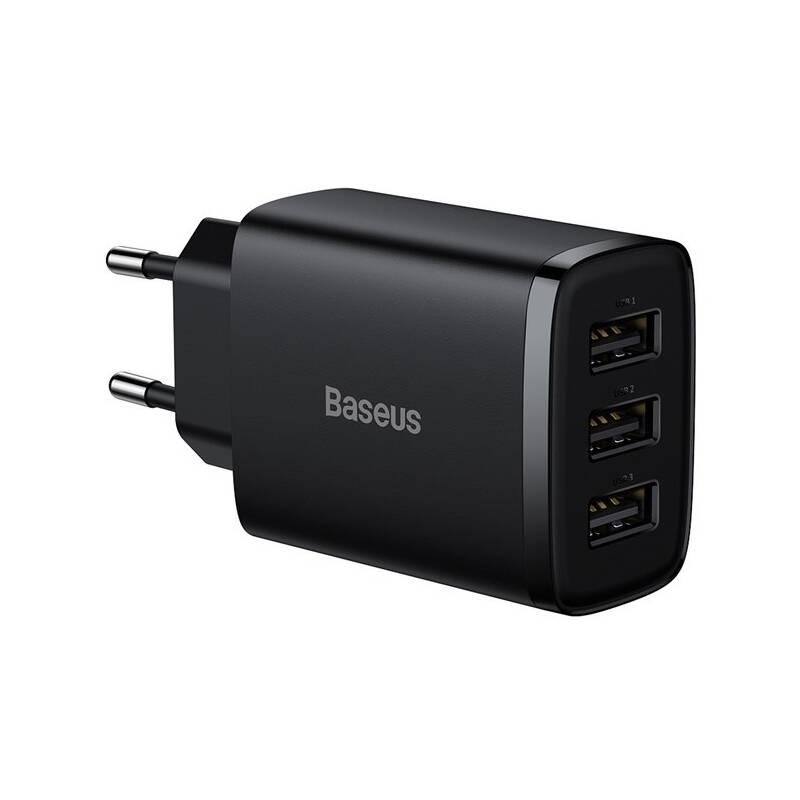 Nabíječka do sítě Baseus 3x USB-A 17 W černá, Nabíječka, do, sítě, Baseus, 3x, USB-A, 17, W, černá