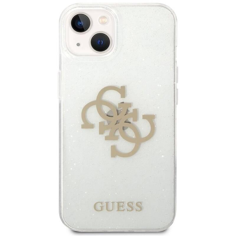 Kryt na mobil Guess Big 4G Full Glitter na Apple iPhone 14 Plus průhledný