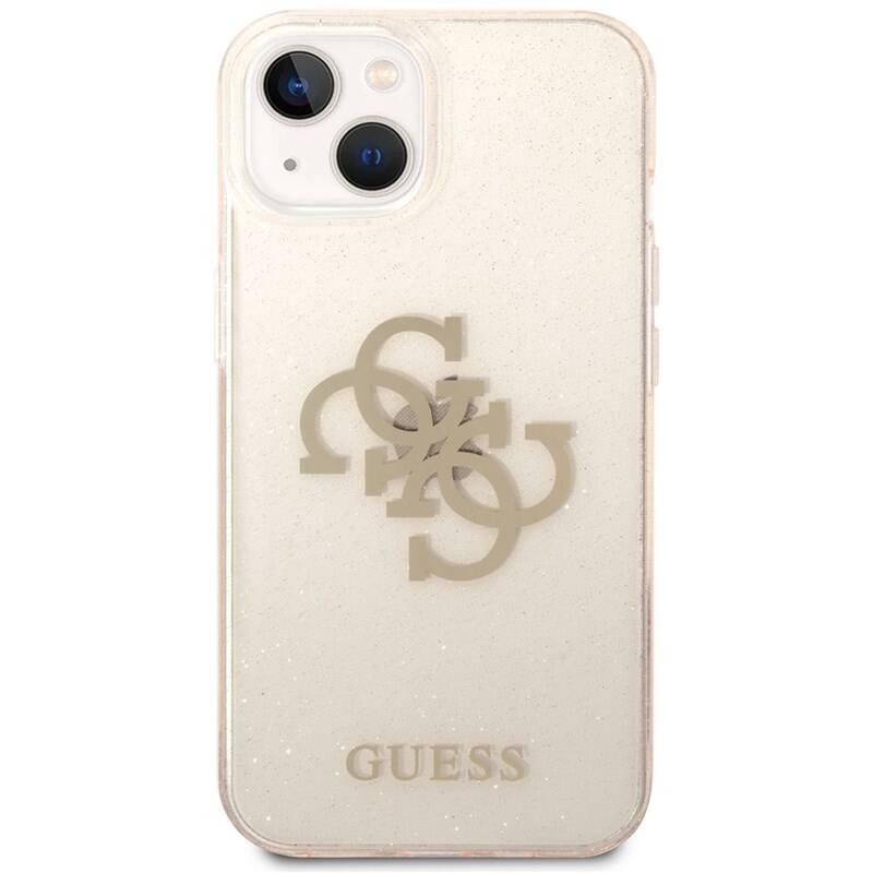 Kryt na mobil Guess Big 4G Full Glitter na Apple iPhone 14 zlatý