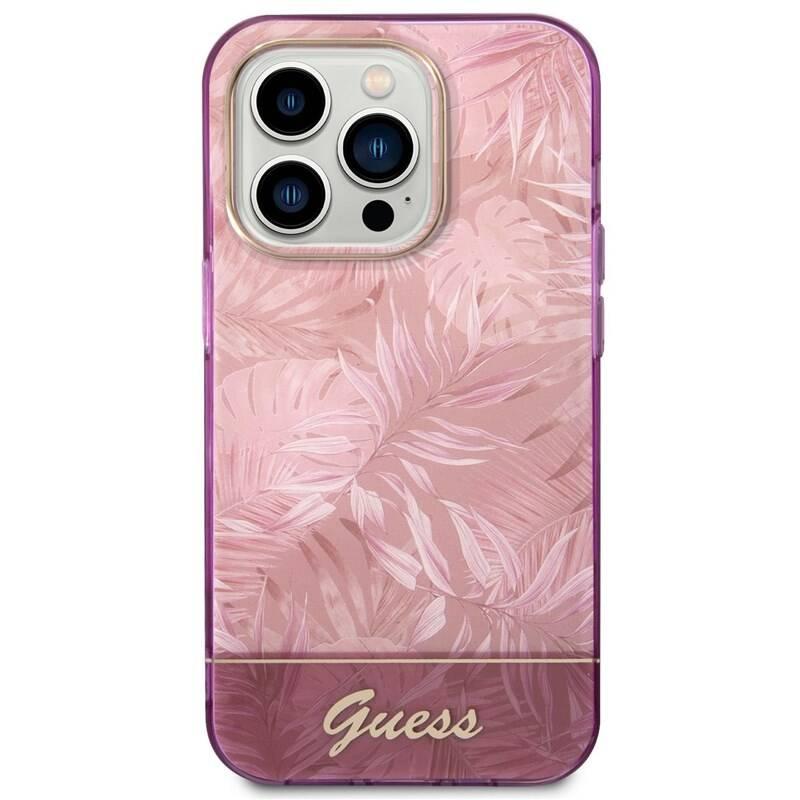 Kryt na mobil Guess Jungle na Apple iPhone 14 Pro Max růžový