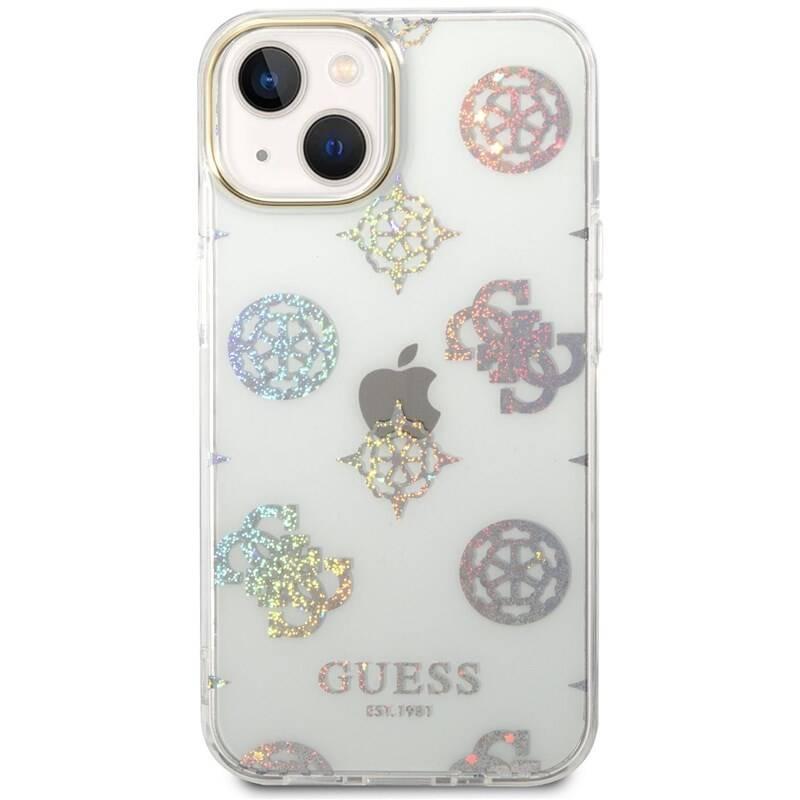 Kryt na mobil Guess Peony Glitter na Apple iPhone 14 bílý