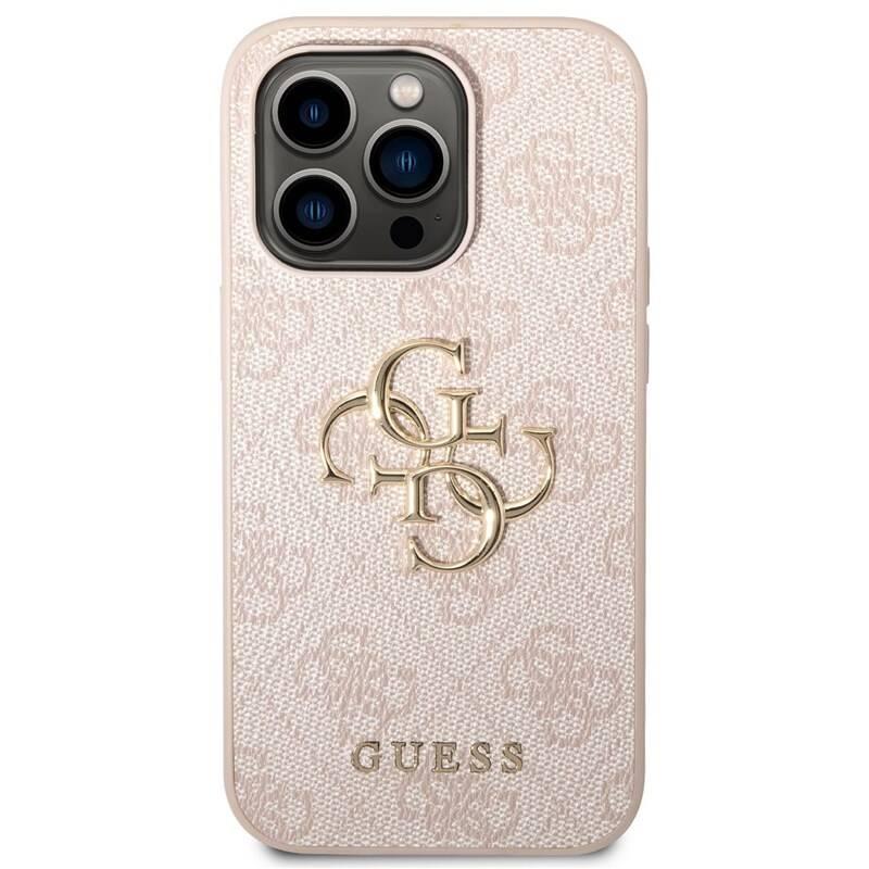 Kryt na mobil Guess 4G Metal Logo na Apple iPhone 14 Pro růžový