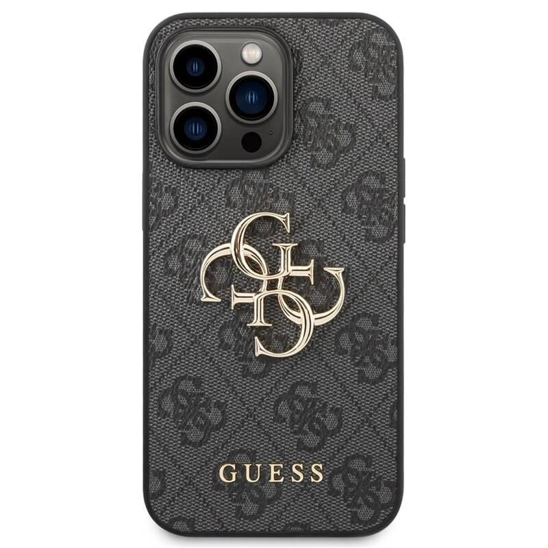 Kryt na mobil Guess 4G Metal Logo na Apple iPhone 14 Pro šedý