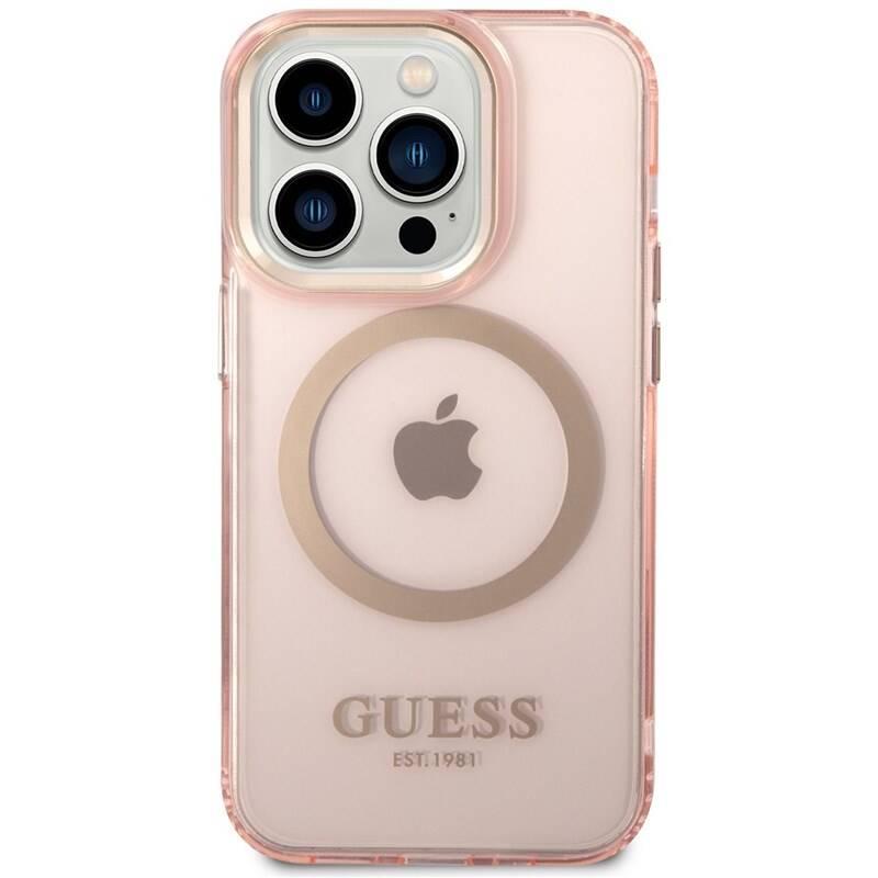 Kryt na mobil Guess Translucent MagSafe na Apple iPhone 14 Pro Max růžový