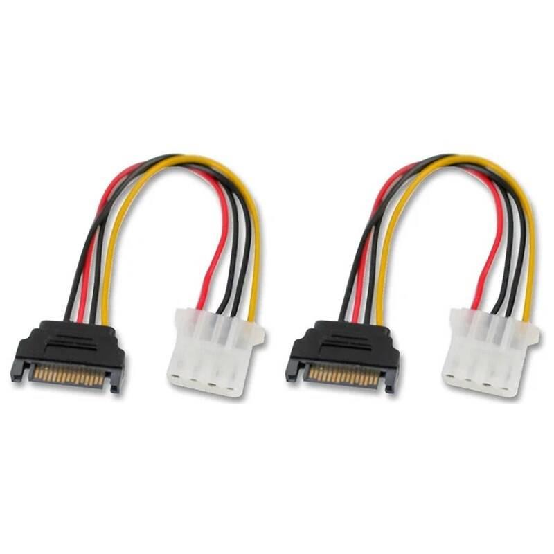 Kabel akasa SATA redukce napájení na 4pin Molex, 15cm, 2ks