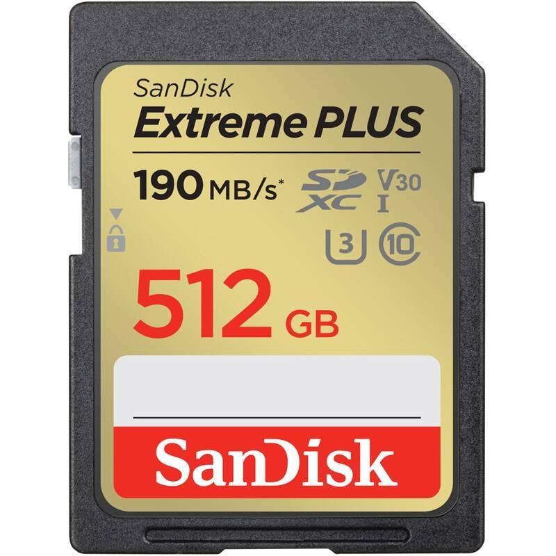 Paměťová karta SanDisk SDXC Extreme Plus 512GB UHS-I U3, Paměťová, karta, SanDisk, SDXC, Extreme, Plus, 512GB, UHS-I, U3