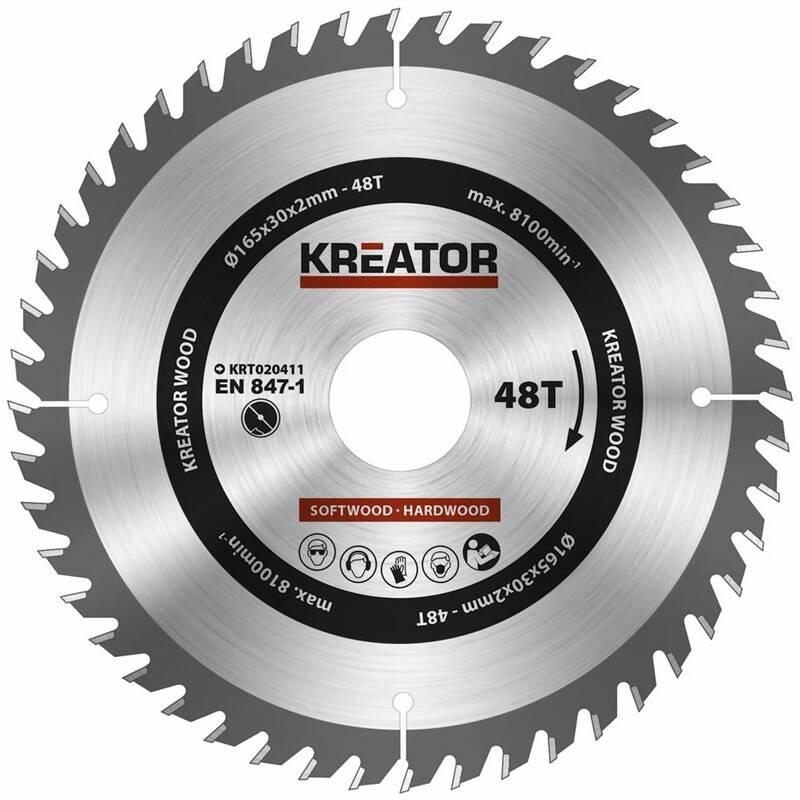 Kotouč pilový Kreator KRT020411 165mm 48T, Kotouč, pilový, Kreator, KRT020411, 165mm, 48T