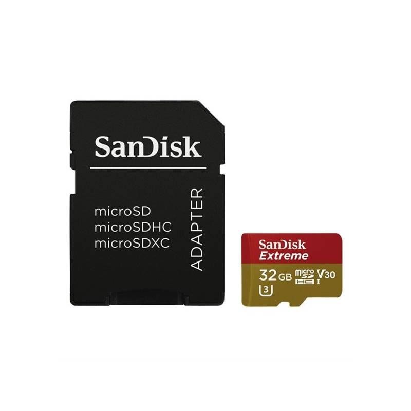 Paměťová karta Sandisk Micro SDHC Extreme AC 32GB UHS-I U3 adapter, Paměťová, karta, Sandisk, Micro, SDHC, Extreme, AC, 32GB, UHS-I, U3, adapter