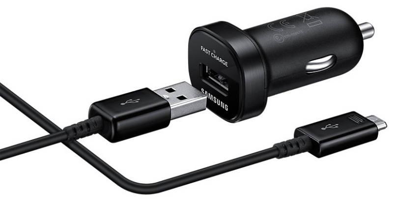 Adaptér do auta Samsung EP-LN930B, 1x USB, 2A, s funkcí rychlonabíjení MicroUSB kabel černý