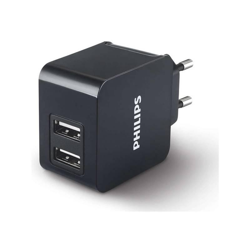 Nabíječka do sítě Philips DLP2307, 2x USB, 3,1A černá