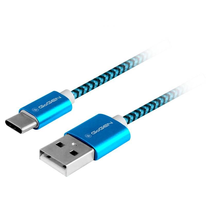 Kabel GoGEN USB USB-C, 1m, opletený modrý, Kabel, GoGEN, USB, USB-C, 1m, opletený, modrý