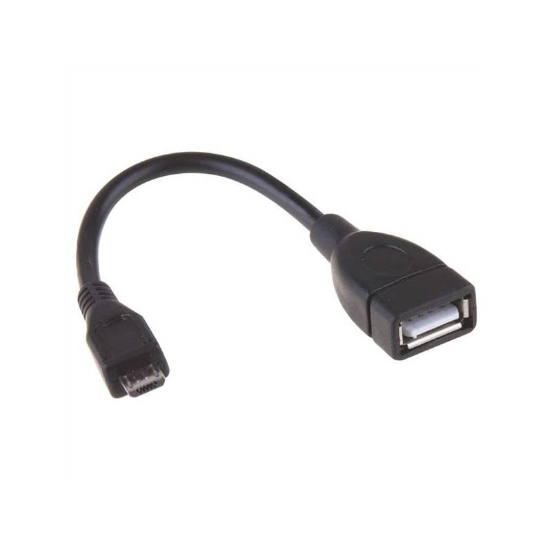 Kabel EMOS USB MicroUSB, 15cm, OTG černý, Kabel, EMOS, USB, MicroUSB, 15cm, OTG, černý