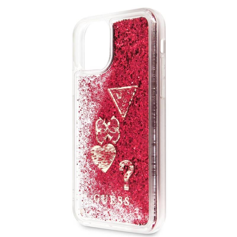 Kryt na mobil Guess Glitter Hearts pro Apple iPhone 11 Pro Max červený