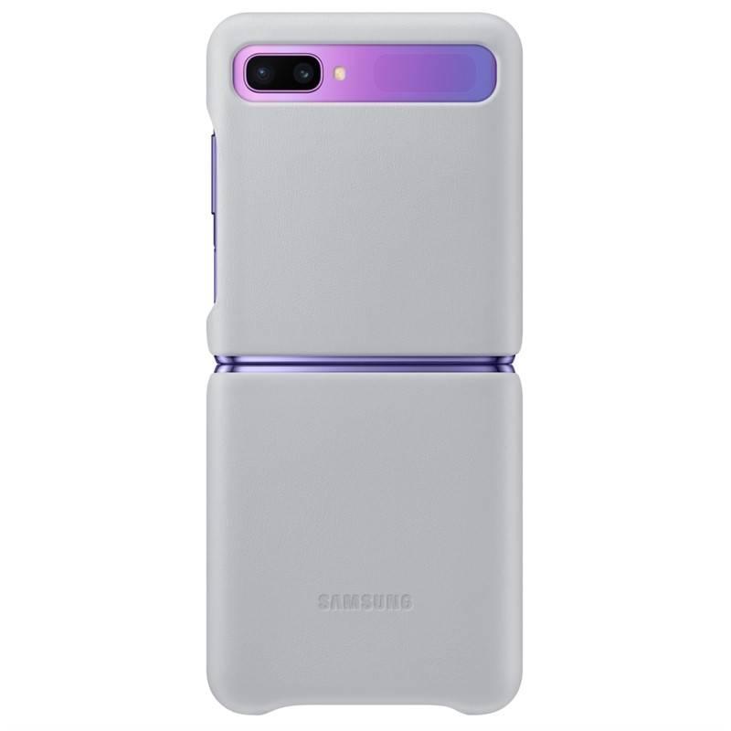 Kryt na mobil Samsung Leather Cover pro Galaxy Z Flip stříbrný