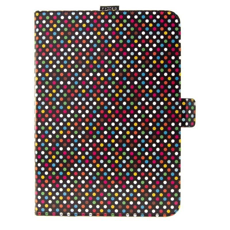 Pouzdro na tablet flipové FIXED Novel pro tablety 10,1" s kapsou pro stylus- Rainbow Dots