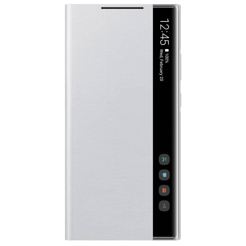 Pouzdro na mobil flipové Samsung Clear View na Galaxy Note20 Ultra stříbrné bílé