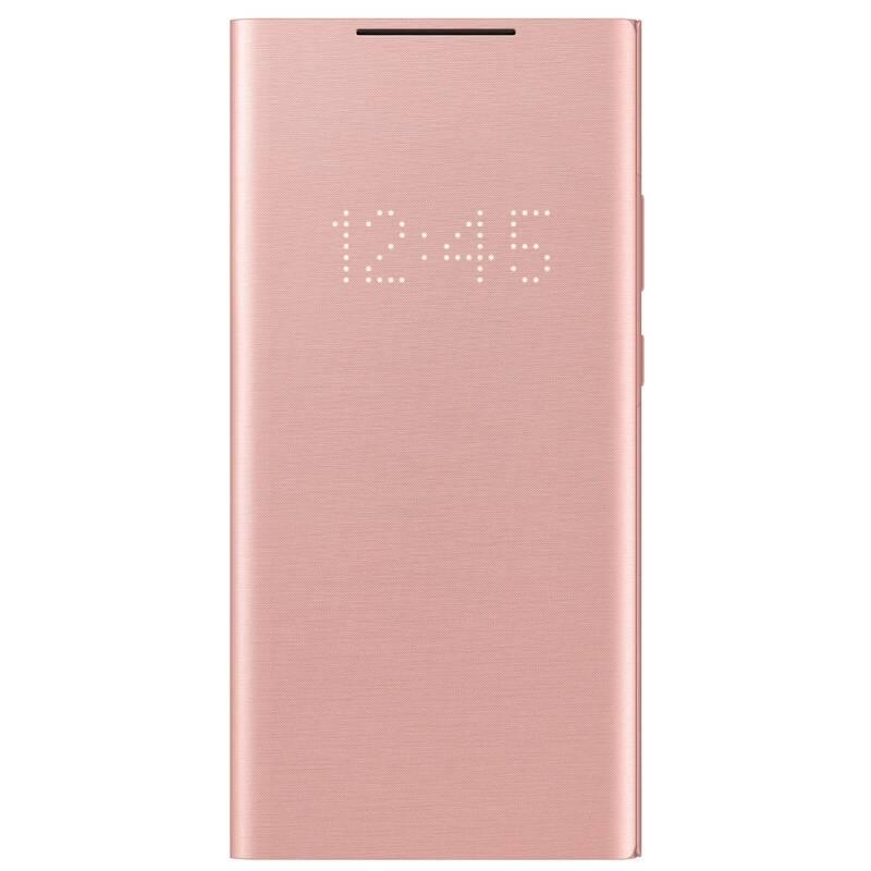 Pouzdro na mobil flipové Samsung LED View na Galaxy Note20 Ultra hnědé růžové