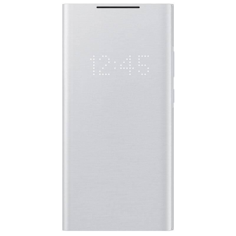 Pouzdro na mobil flipové Samsung LED View na Galaxy Note20 Ultra stříbrné bílé