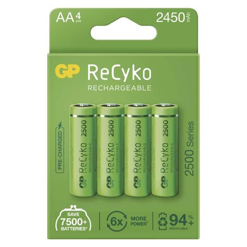 Baterie nabíjecí GP ReCyko, HR06, AA, 2450mAh, NiMH, krabička 4ks