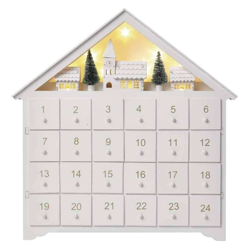 LED dekorace EMOS adventní kalendář, 35x30cm, 2x AA, vnitřní, teplá bílá