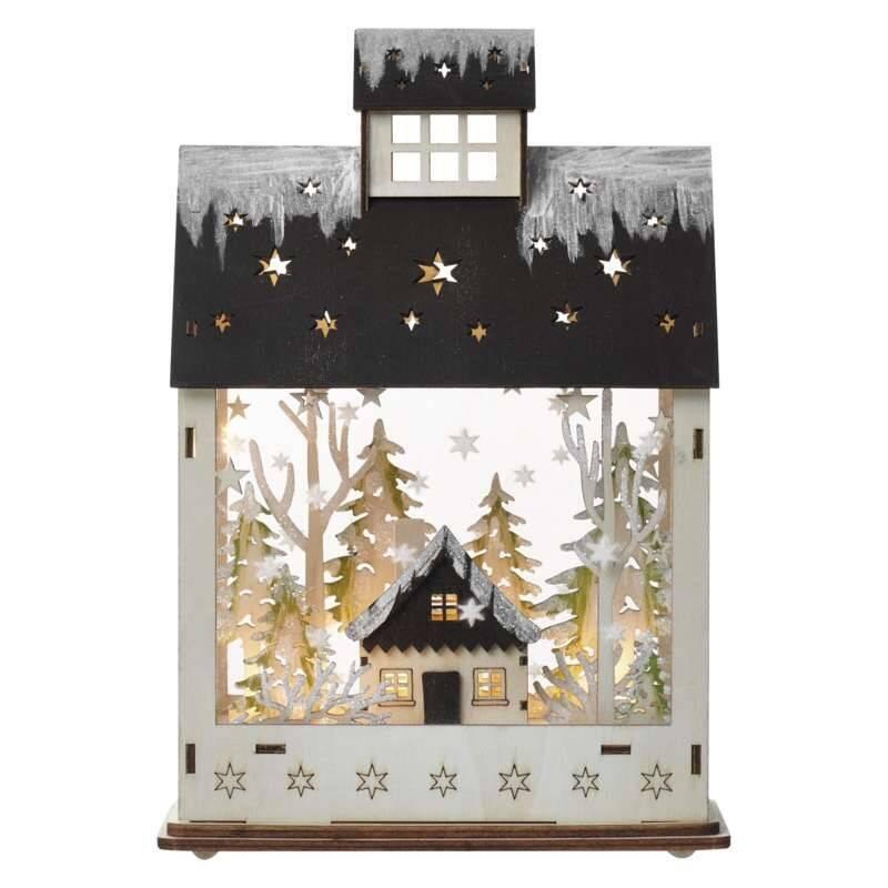 LED dekorace EMOS vánoční domek, 30cm, 2× AA, teplá bílá, časovač, LED, dekorace, EMOS, vánoční, domek, 30cm, 2×, AA, teplá, bílá, časovač